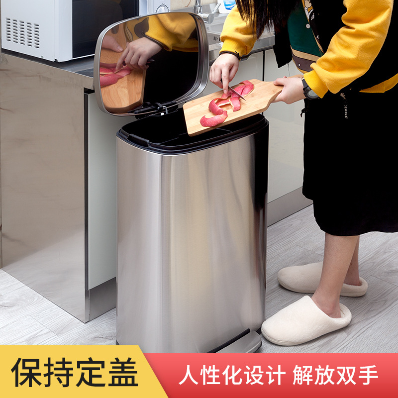 不锈钢垃圾桶 家用厨房带盖脚踏式大号脚踩有盖大容量一件代发详情图2