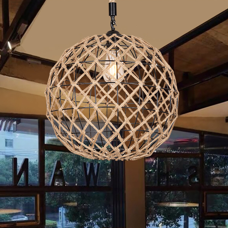 The manufacturer supplies retro industrial lamps, creative and personalized American loft rope restaurant and bar counter decoration chandeliers details Picture