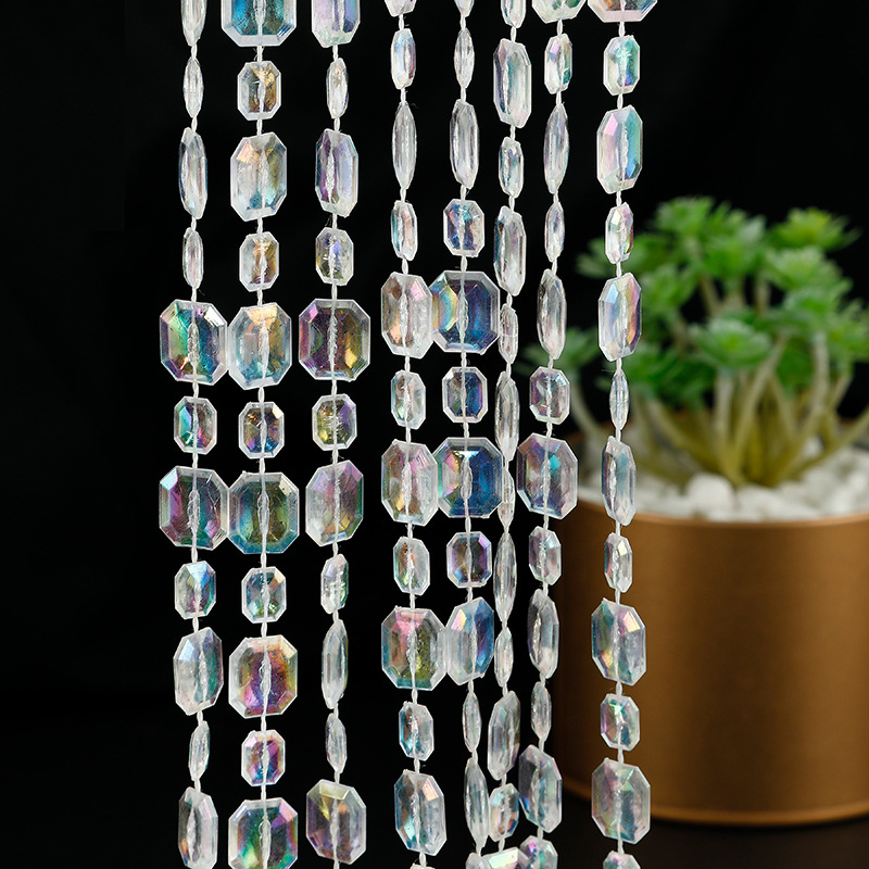 14mm wedding connecting bead chain flying saucer transparent AB color connecting bead door curtain octagonal cut plastic curtain bead Item Picture