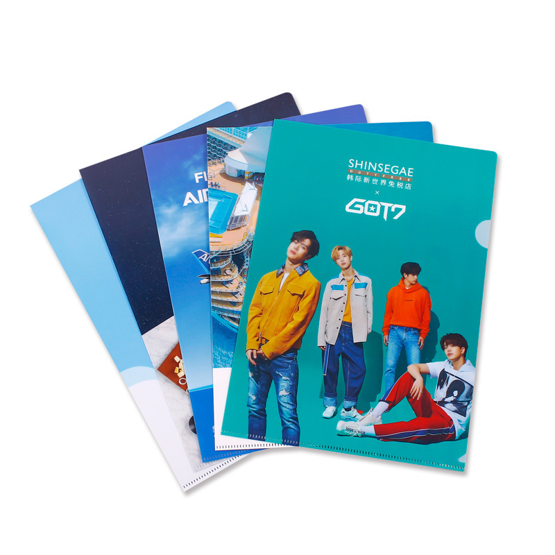 Transparent a4 single-piece folder, L-shaped office file folder, a5 file bag, archive folder, single-page folder, folder, printed logo Item Picture