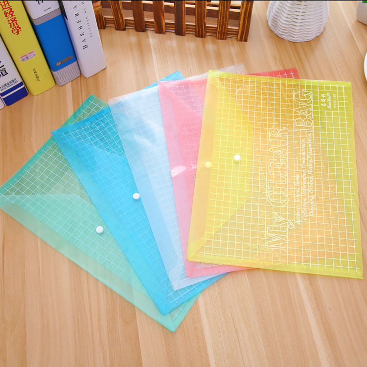 Office supplies, stationery, PVC transparent snap fasteners, 18C file bags, information bags, folders, A4 color, factory direct supply
