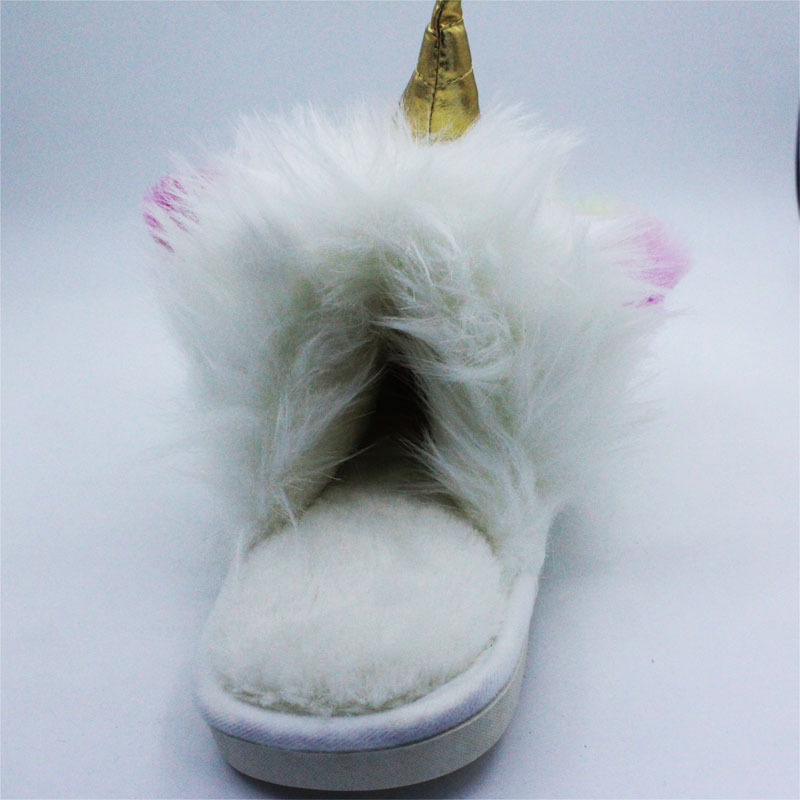 Unicorn TPR indoor and outdoor long hair thickened warm cartoon animal cotton slippers Specification drawing
