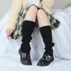 The new and fresh style of women's Korean-style Japanese student-style Ball ball bow solid color knitted sock is in the middle tube for warmth details Picture