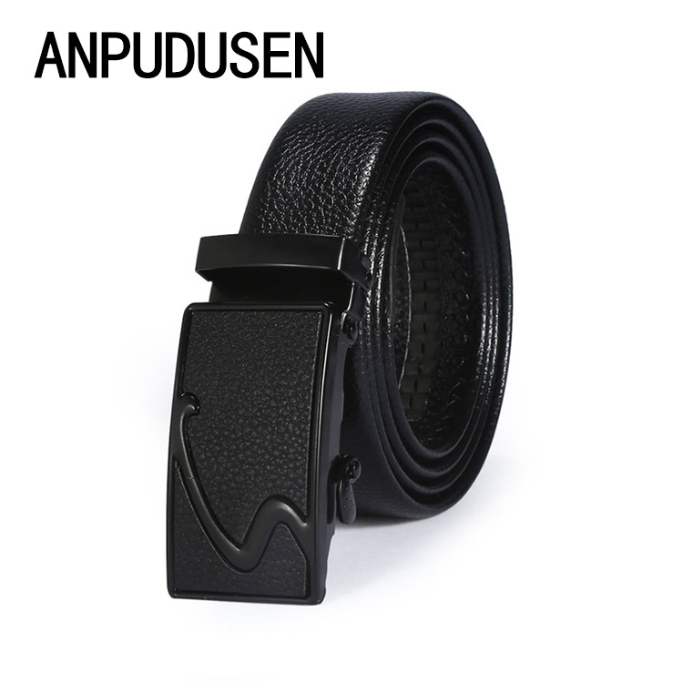 Classic Belt Men Lychee Grain Business Automatic Buckle Belt Stalls Selling Running Rivers And Lakes Manufacturers Spot Wholesale details Picture