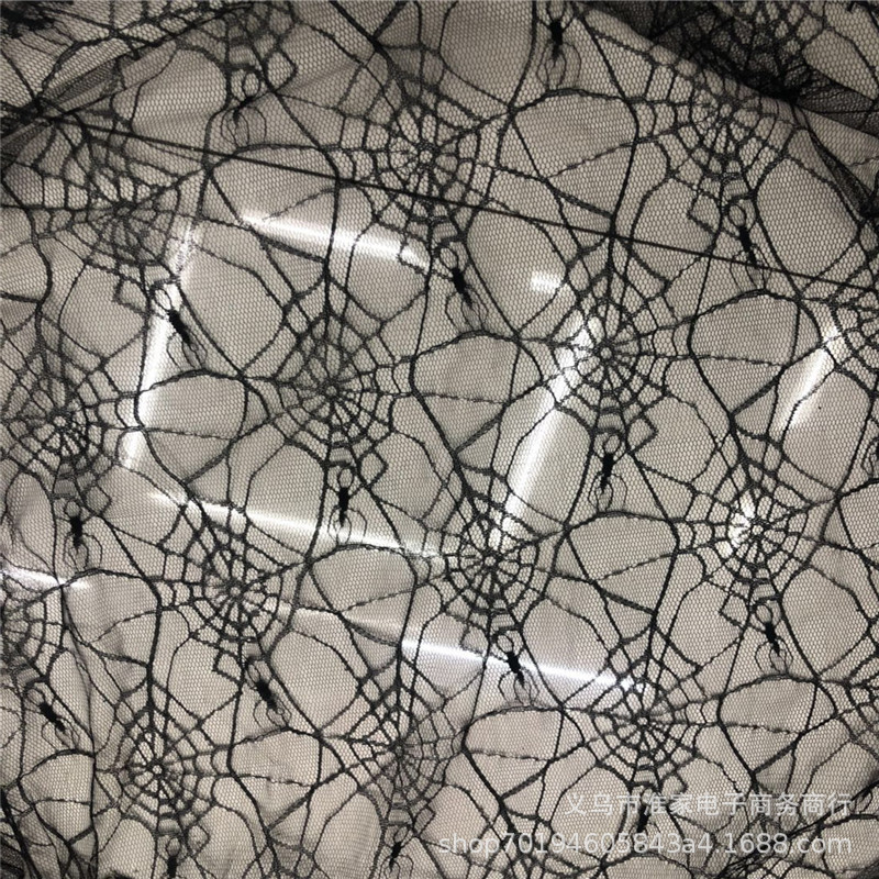 Factory direct sales of Halloween fabric, spider web non-elastic lace polyester bag fabric, lace accessories