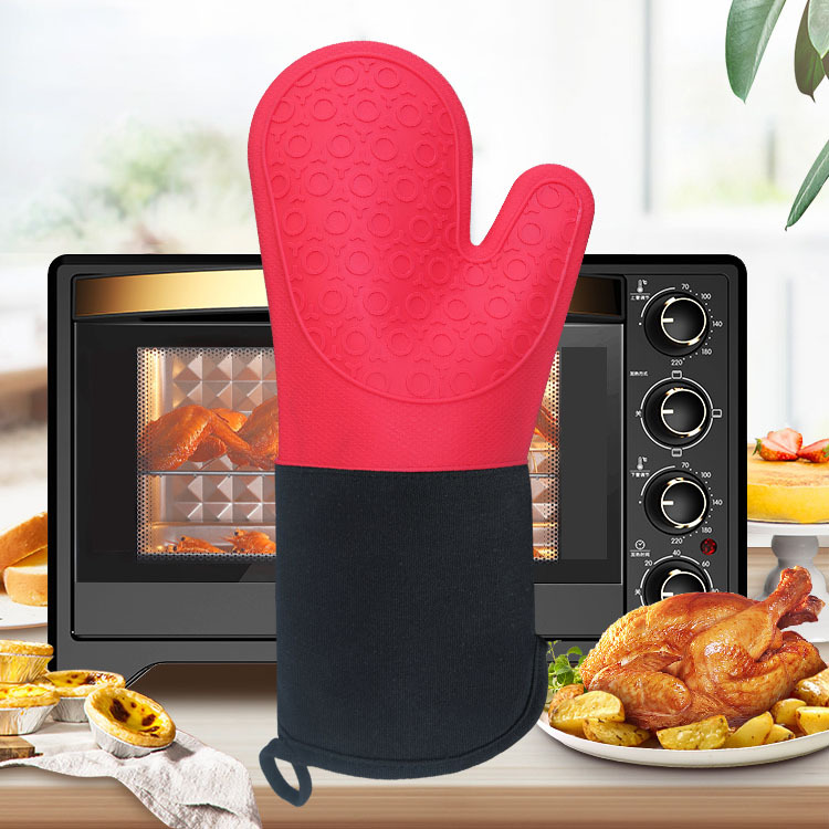 【LOVELY HOME】【持嘉】圆圈硅胶手套厨房烘焙隔热手套加棉加厚微波炉手套 耐高温硅胶防烫隔热烘焙手套