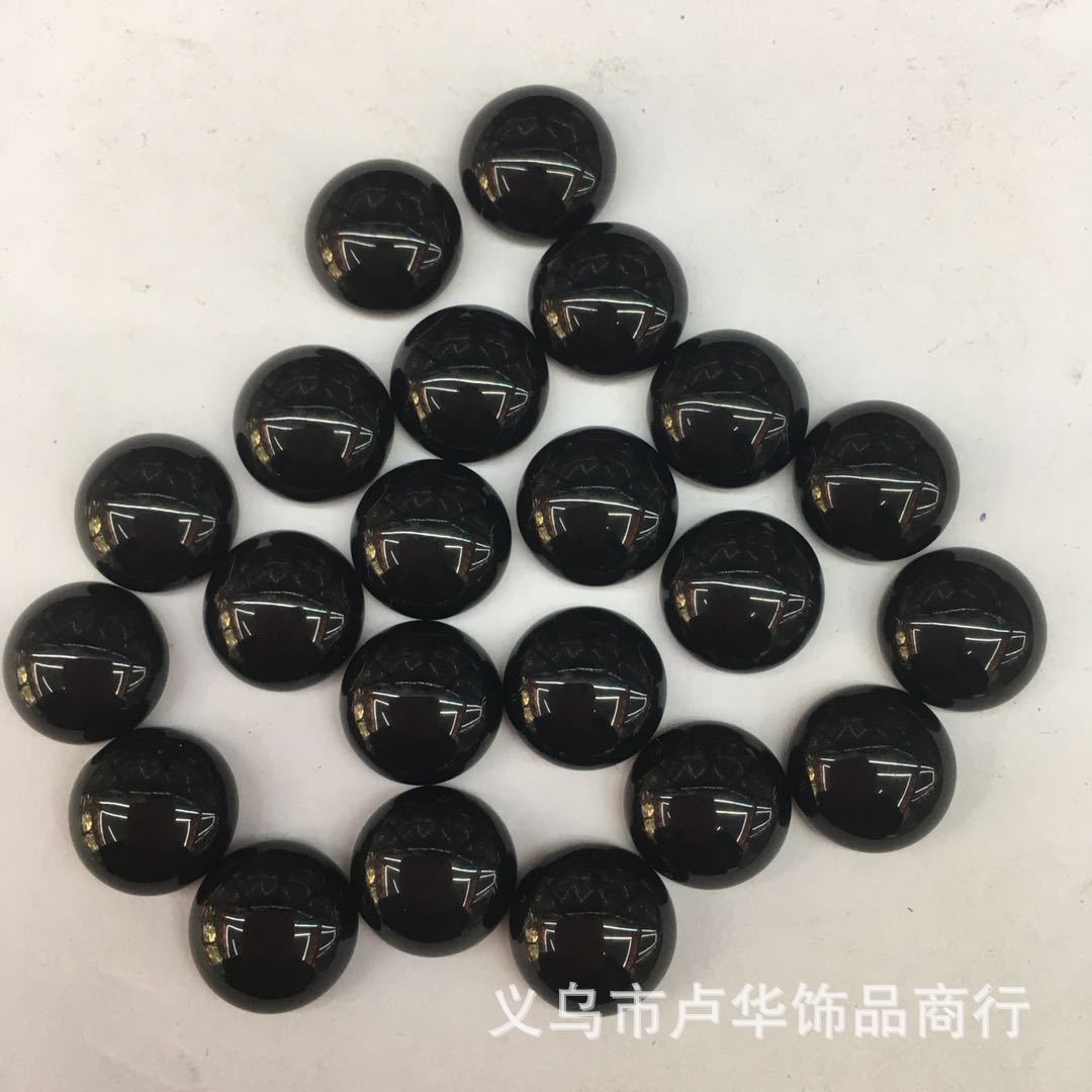 Cross-border direct sales of synthetic black agate round ring face gemstones, European and American fashionable agate bare stone gemstone jewelry accessories batch
