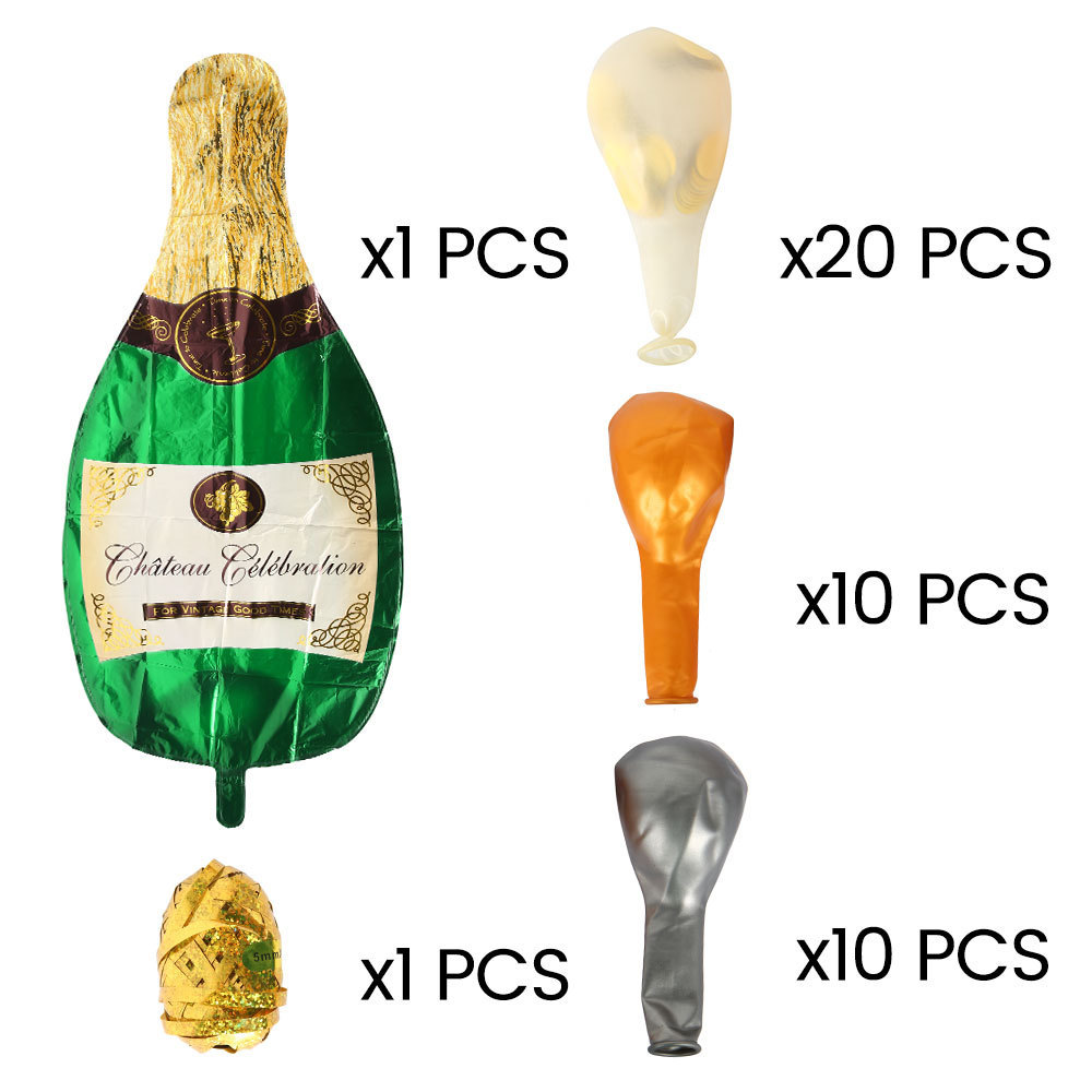 Cross-border Amazon champagne bottle aluminum film balloon set, wedding party cocktail party decoration balloon large wine bottle Specification image