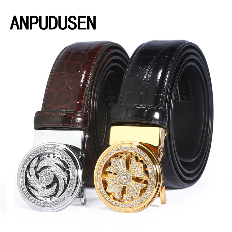 Douyin With The Same Rotation Of Men's Belt Trend Personality Korean Version Of Hubei Fish Grain Alloy Buckle Waistband Wholesale