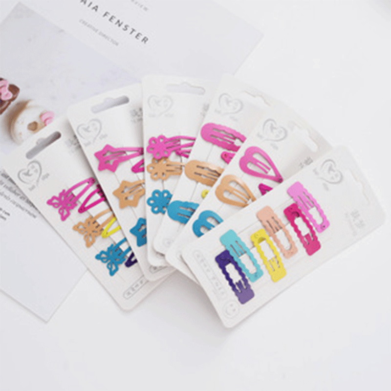 可爱儿童发夹彩色发夹卡通简约小女孩边夹七彩迷你BB夹