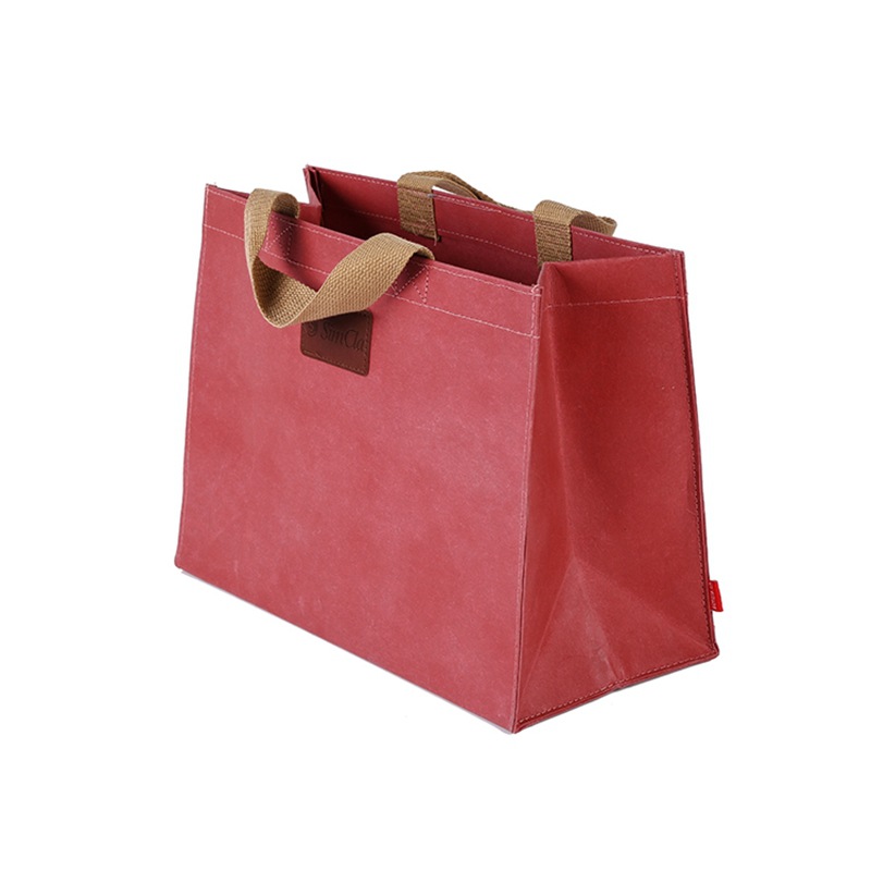 Manufacturer cross-border wholesale hand-held paper bags, square bottom hand-held kraft paper bags, logo printable and washable kraft paper bags Item Picture