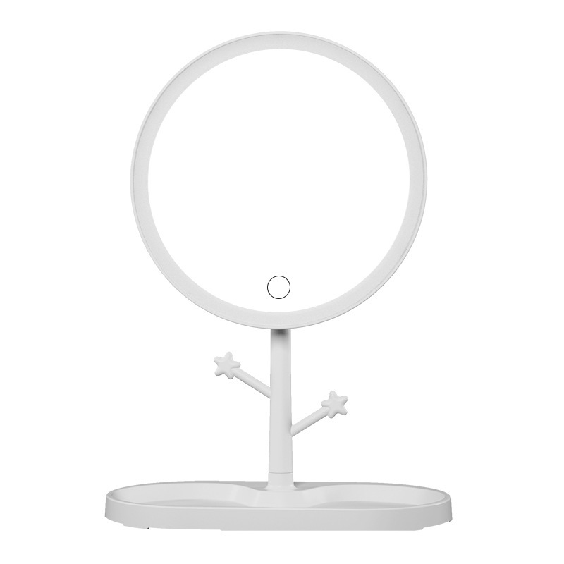 Portable Mirror With Light Netred Mini Led Makeup Mirror Three-Tone Light Usb Charging Female Makeup Mirror Wholesale Application Scenario