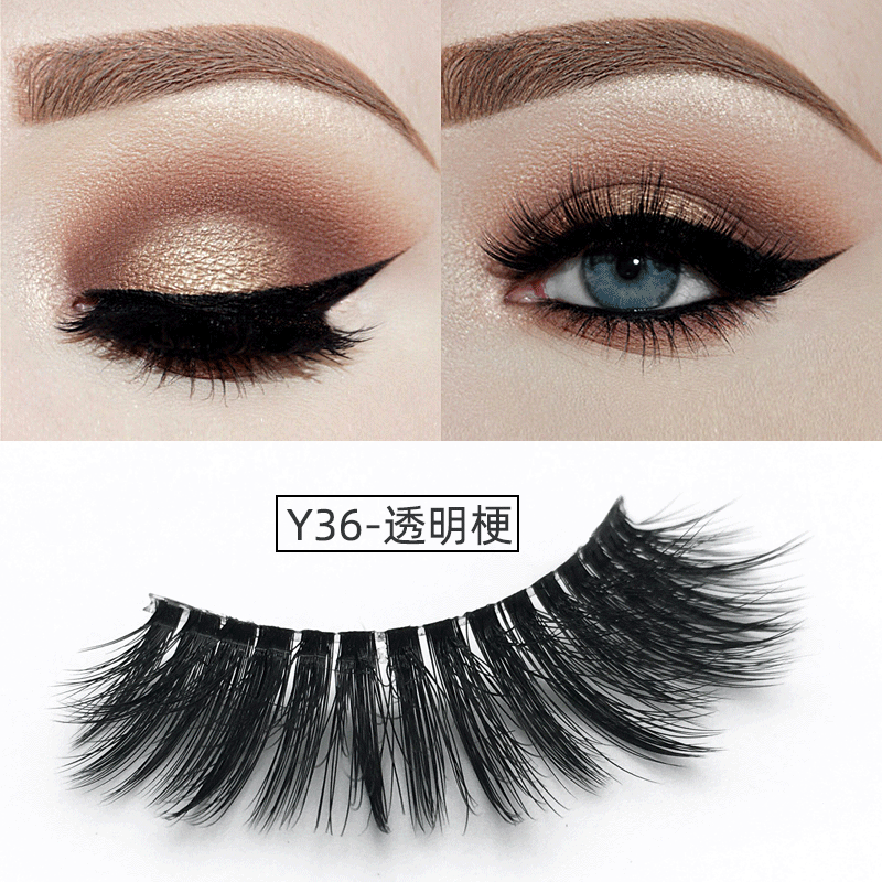Pure hand-made transparent stem Eyelashes 3D multi-layer mink hair false eyelashes Y series natural eyelashes