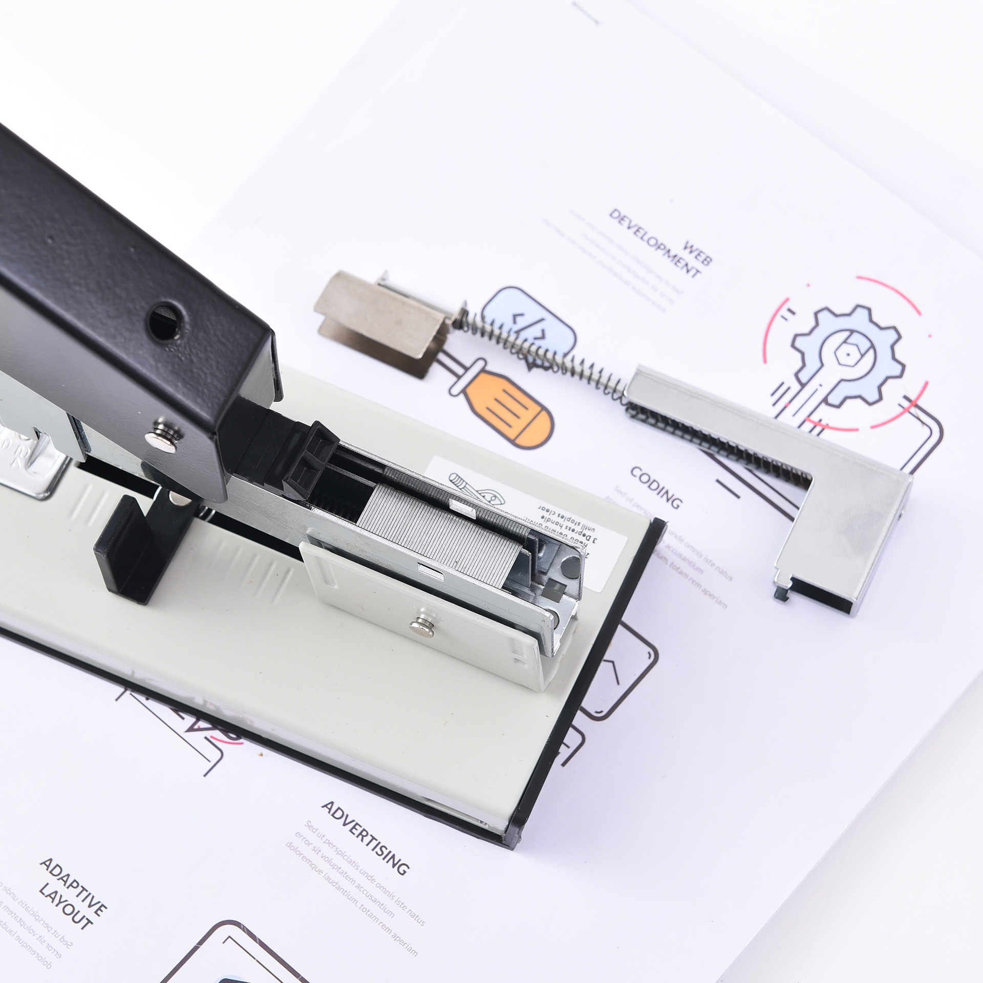 Factory direct supply cross-border exclusive 490 heavy-duty metal stapler, metal multi-functional labor-saving type, factory special Specification image