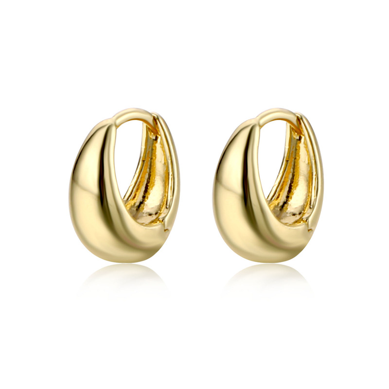 Korean Version Of Simple Geometric C-Shape Ear Buckle Color Matching Oval Earrings Feminine Ins-Style Hollow Smooth Earrings Popular Jewelry Fashion Earrings Korean Version Earrings Ear Buckle Brand Oem Processing Item Picture