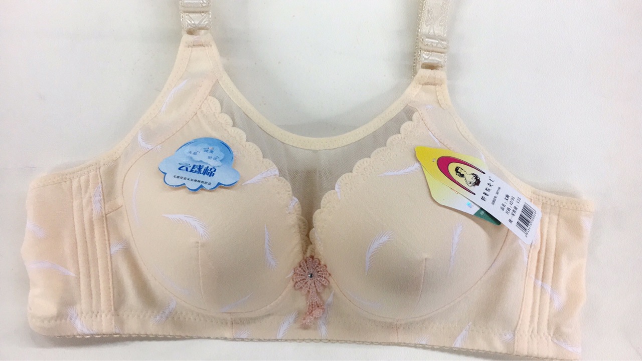 No Ring New Noble Lady 138#C Cup Thin cotton printed anti-glare bra details Picture