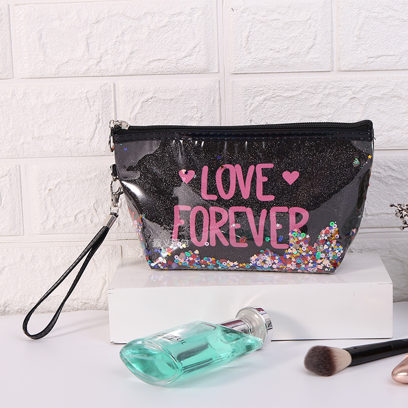 New Sequin Print Alphabet Makeup Bag Cartoon Makeup Toiletries Travel Storage Bag Hexagonal Tote Available Specification drawing