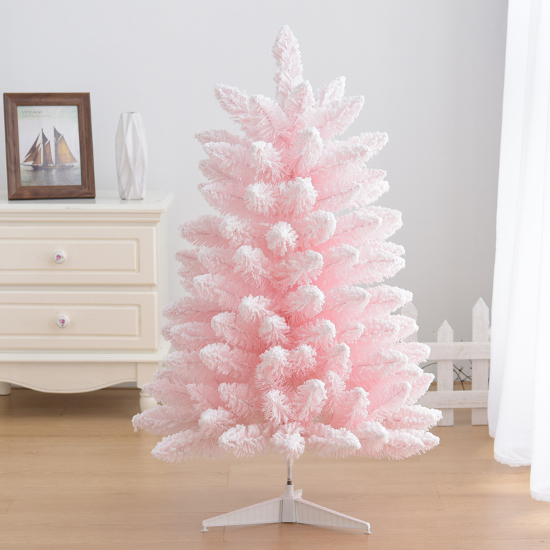 Macaron Pink Sticky Snow Christmas Tree Decoration Mesh Red Desktop Snow High-End Christmas Tree details Picture