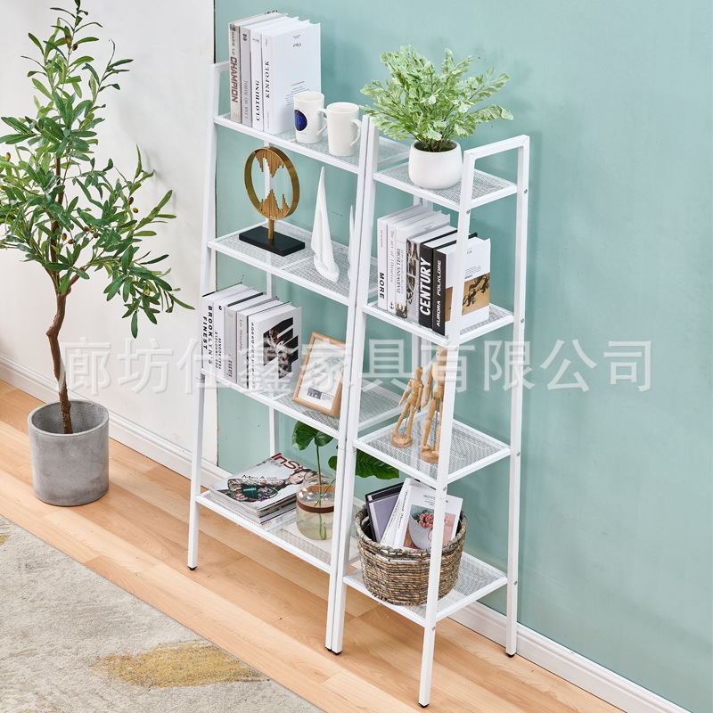 Storage Shelf Floor Type Kitchen Floor Storage Shelf Iron Art Bookshelf Balcony Living Room Flower Shelf Multi-Layer Storage Organizer Shelf Specification drawing