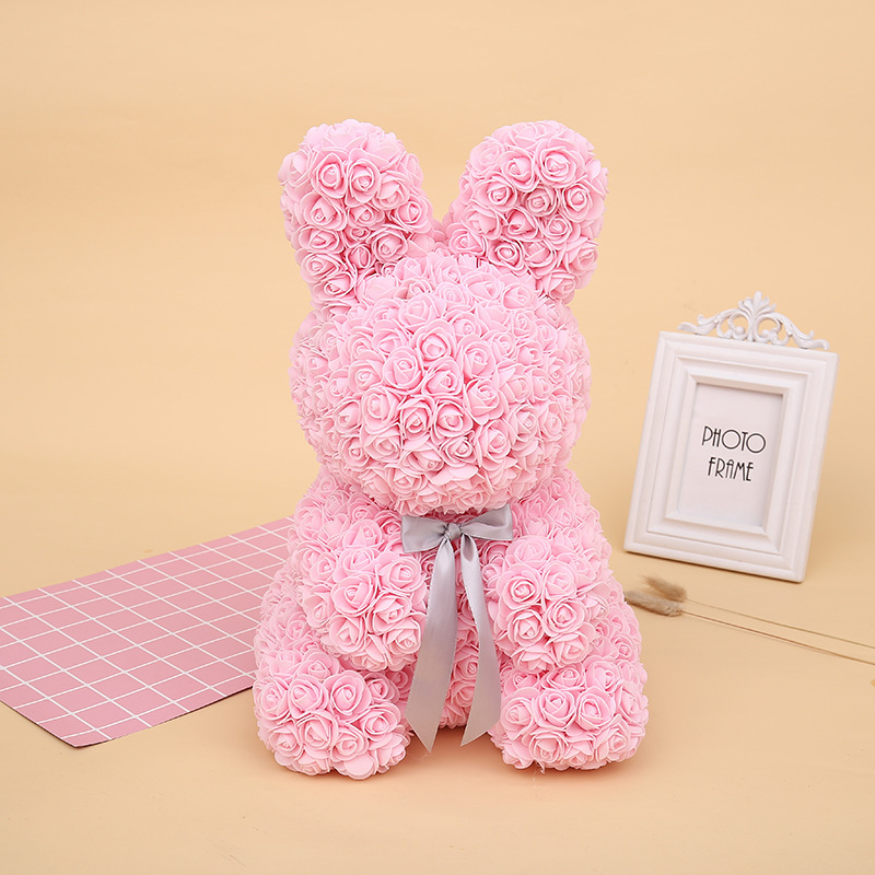 国潮花香香皂兔子情人节节礼圣诞仿真仿真花跨境玫瑰花情人花兔外贸抱