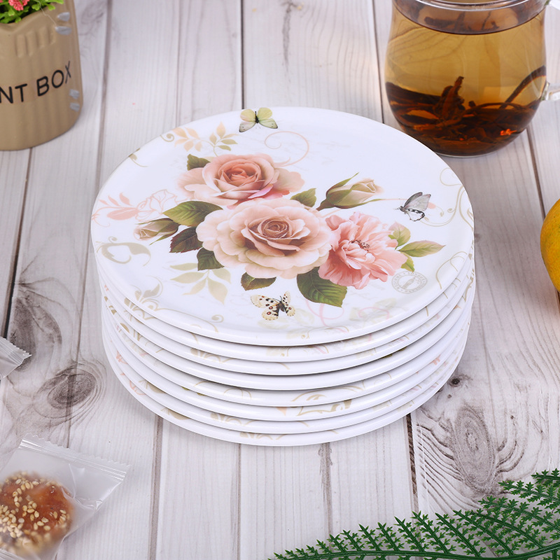 New Peony Pattern Tray Small Heat Cushion Plate Fruit Tray Tray Dinner Plate Family Dining Table Living Room Plate details Picture