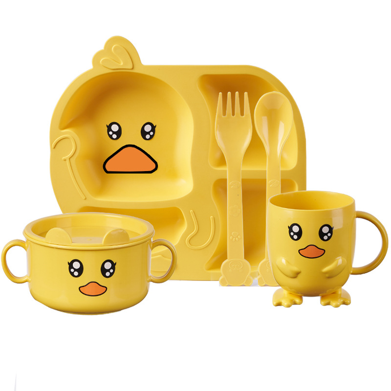 Children's plate bowl cup set Kindergarten plate divided eating creative cartoon baby anti-drop tableware home Item Picture