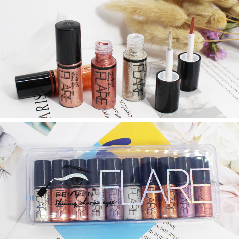 细珠光钻石眼影液15色迷你眼线亮片闪耀流畅细刷头跨境批发专供外贸
