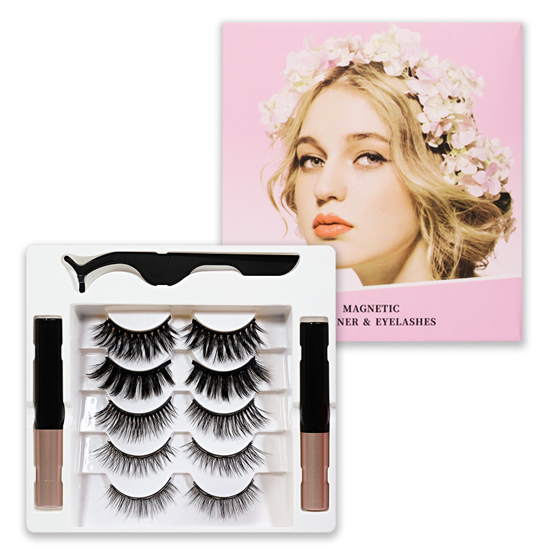 Manufacturers Wholesale False Eyelashes Magnetic False Eyelashes 5 Pairs Of Eyelashes 2 Liquid Eyeliner Set Magnetic Natural Model Specification drawing