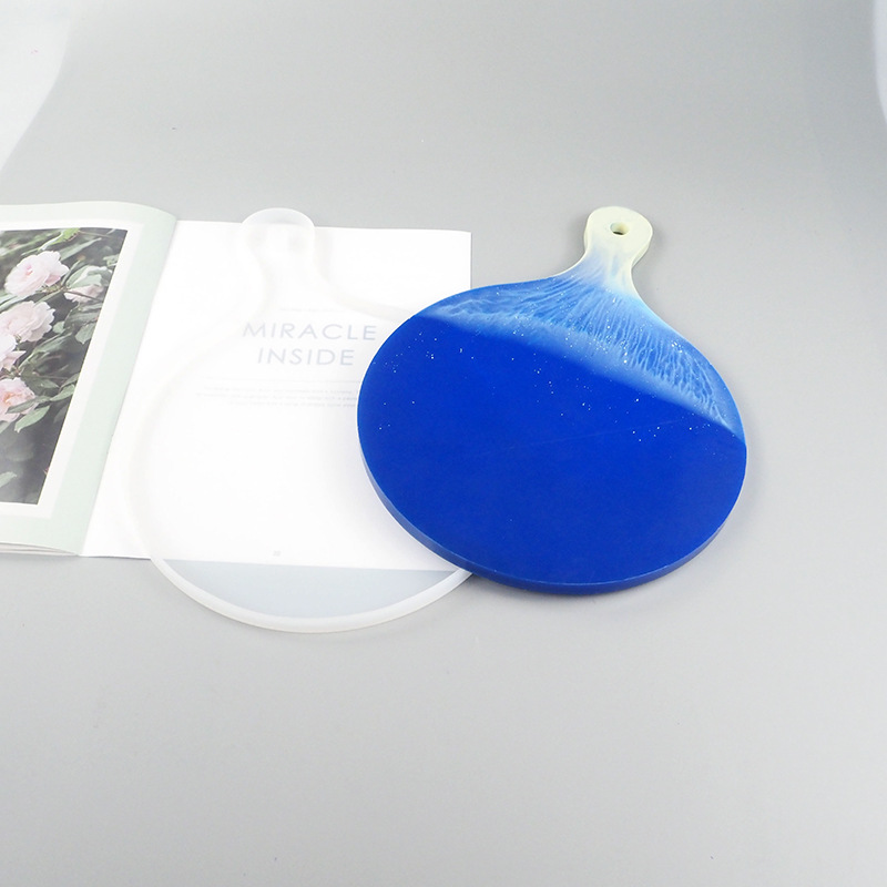 diy crystal resin mold, large handle tray, fruit plate, tea plate, large coaster, resin mirror silicone mold Specification image