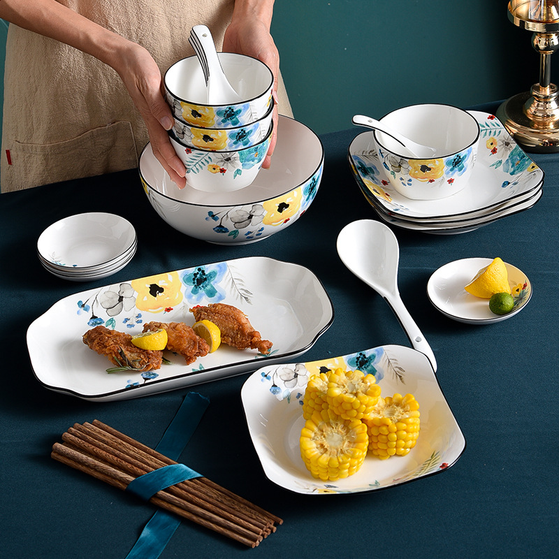 新品创意陶瓷餐具碗盘碟套装家用餐盘米饭碗汤碗组合活动礼品批发