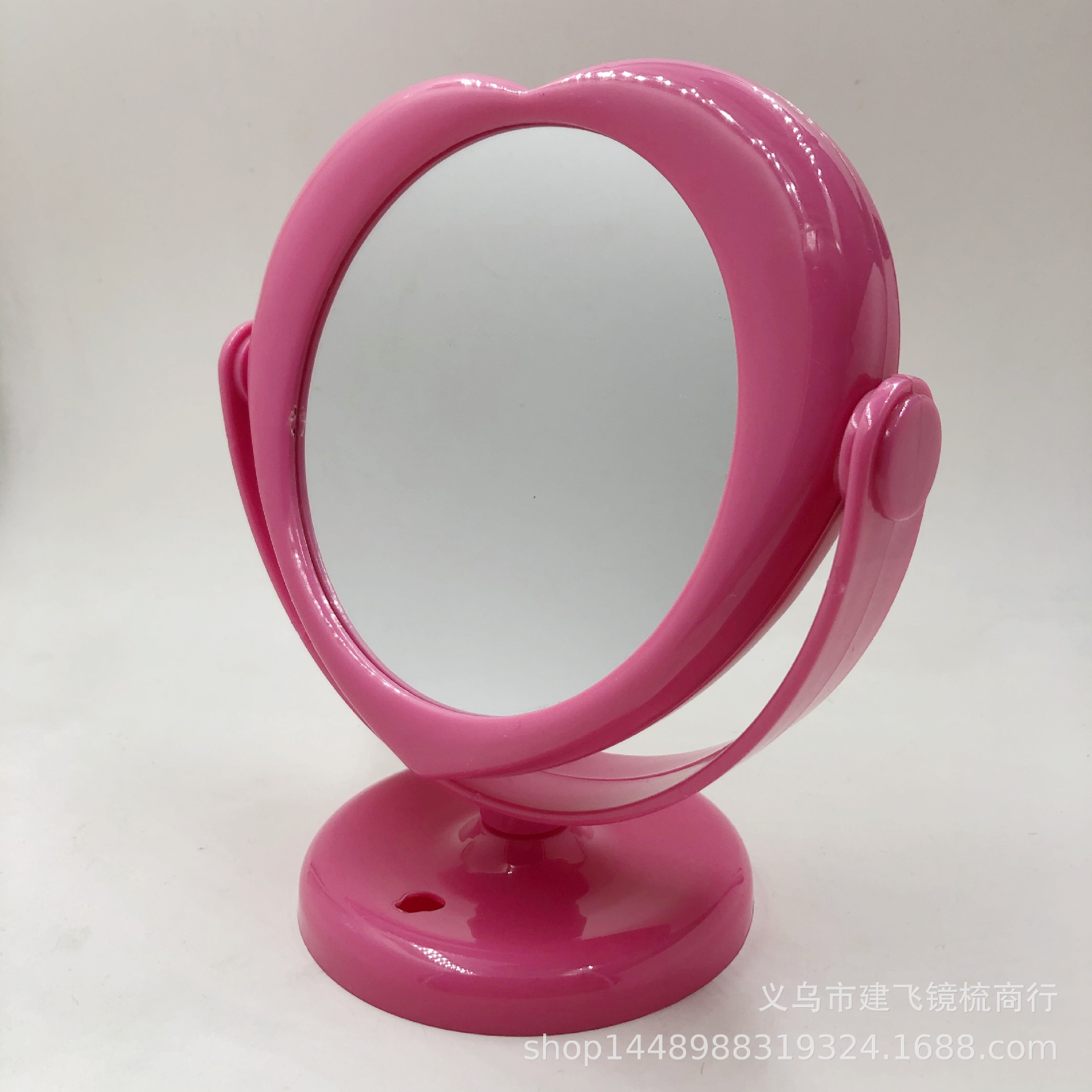 Factory Direct Korean Version Of The Love Type Double-Sided Dressing Mirror Plastic Desktop Rotating Makeup Mirror Makeup Mirror Makeup Mirror Application Scenario