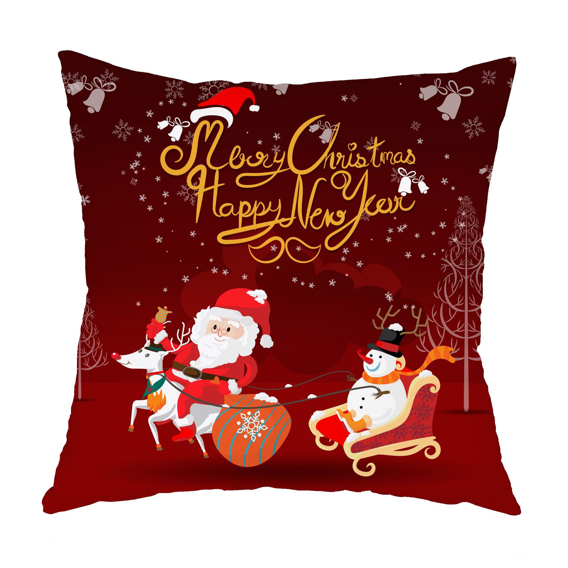 Super Soft Printed Christmas Pillow Cover Santa Claus Short Plush Pillow Cover Festive Christmas Gifts Specification drawing