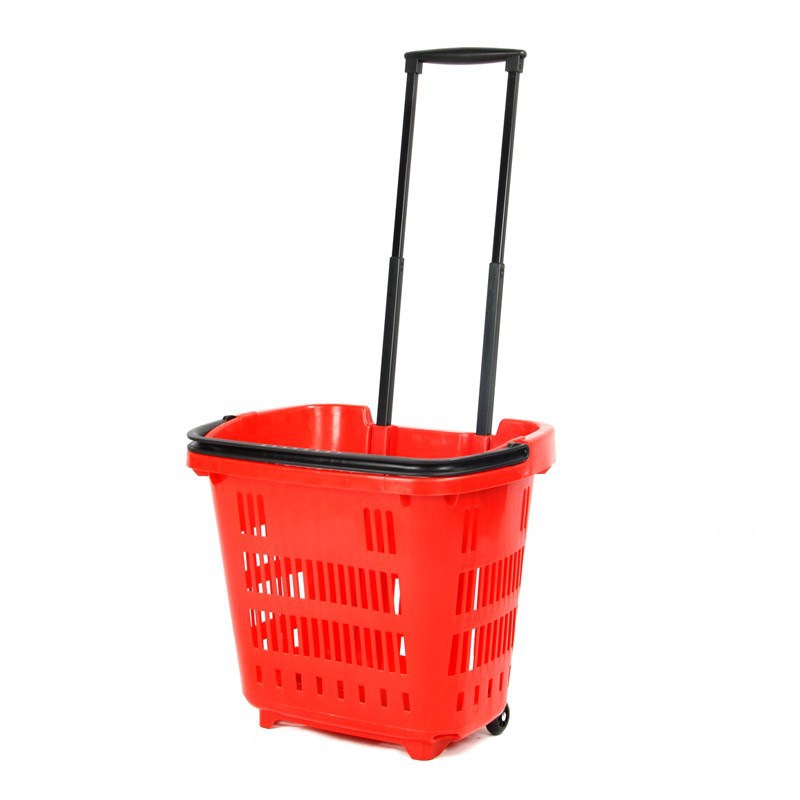 Supermarket Group Shopping Basket Retractable Trolley Basket Two Rounds Of Supermarket Trolley Basket New Plastic Grocery Shopping Basket Application Scenario