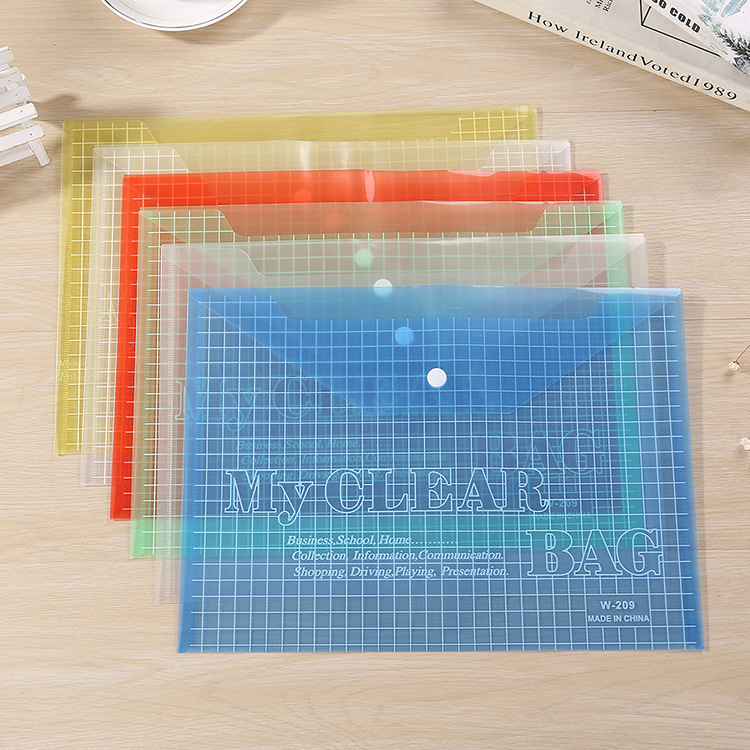 Special offer: 20 sets of W209 button-down transparent file bags, A4 plastic file storage bags for student test papers