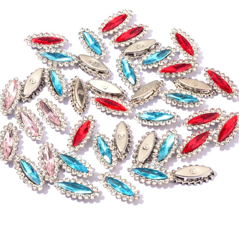 定制玻璃钻太/手缝玻璃尖底/两头尖马眼花白底实物图