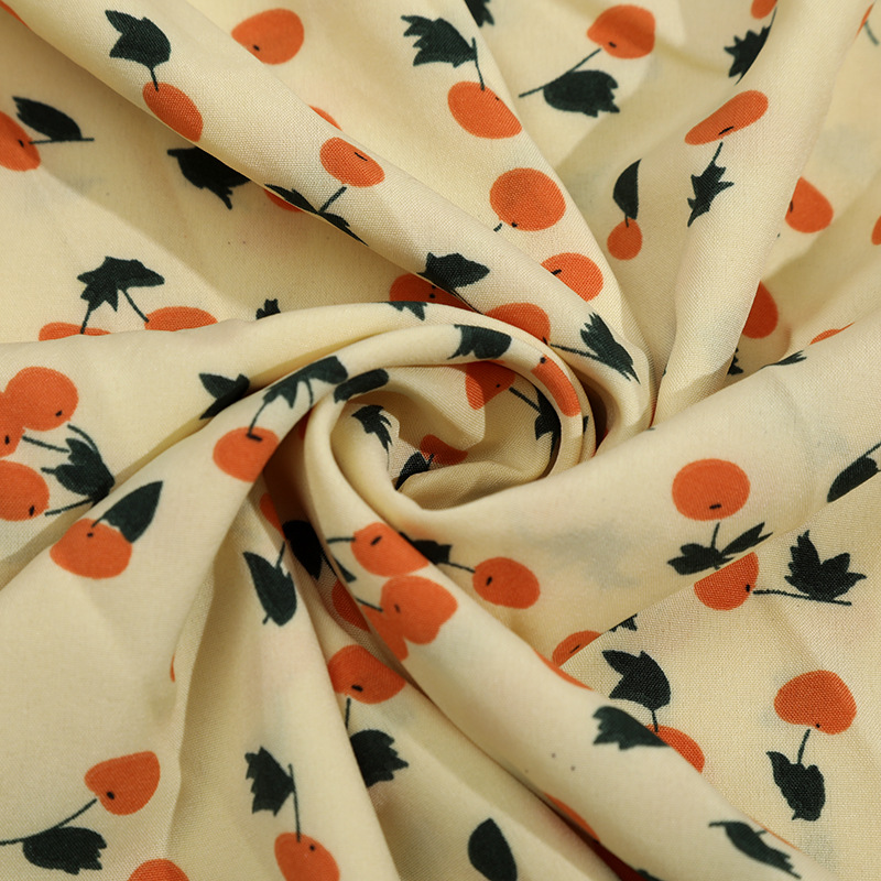 The New Small Cherry Mask Printed Cloth Dress Fashion Four-Sided Elastic Polyester Digital Printing Micro Stretch Cloth Application Scenario