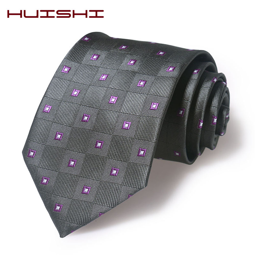 现货领带直供商务休闲男士高密度提花领带8CM方格纹男士手打领带详情图2