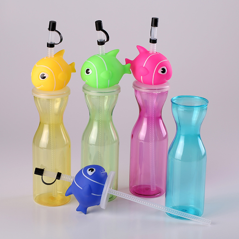 Manufacturers Direct Purchase Spot Wholesale Students Portable Shape Cartoon Creative Straw Cup Animal Transparent Creative Cup details Picture