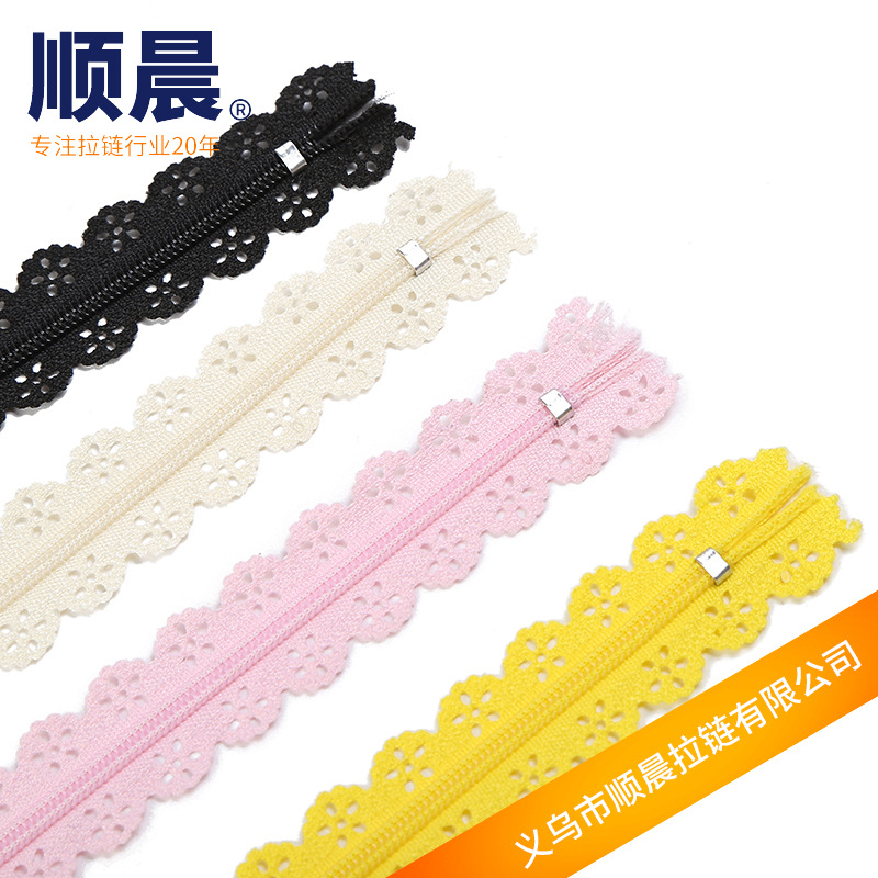 Shunchen cierre de cierre automático cremallera no.3 nylon estampado cremallera bolsillos encaje decoración pequeña cremallera DIY fábrica al por mayor details Picture