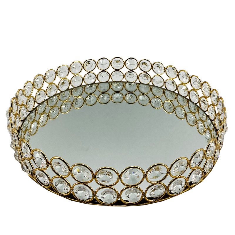 European-style metal French wine tray, InS-style creative coffee plate, crystal glass cosmetics storage handicraft Item Picture