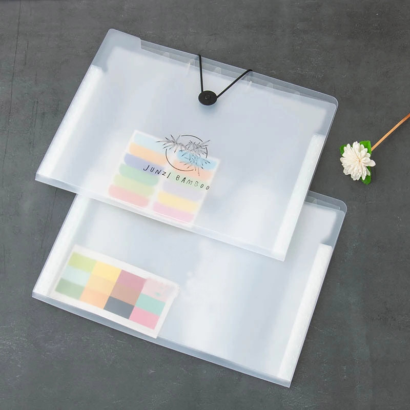 Tower buckle transparent multi-layer folder pull rope A4 student prize test paper storage bag 5-in, 8-in, 12-in file bag details Picture