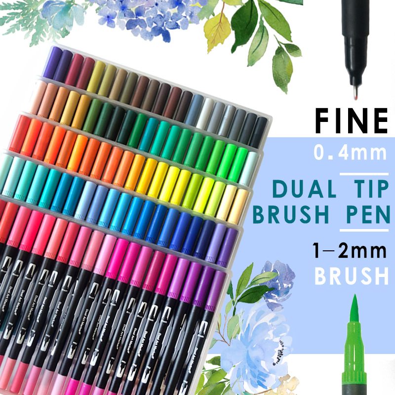 Cross-border 12/24/36/48/60/72/100/120/132 color double-headed watercolor pen mark comic art details Picture