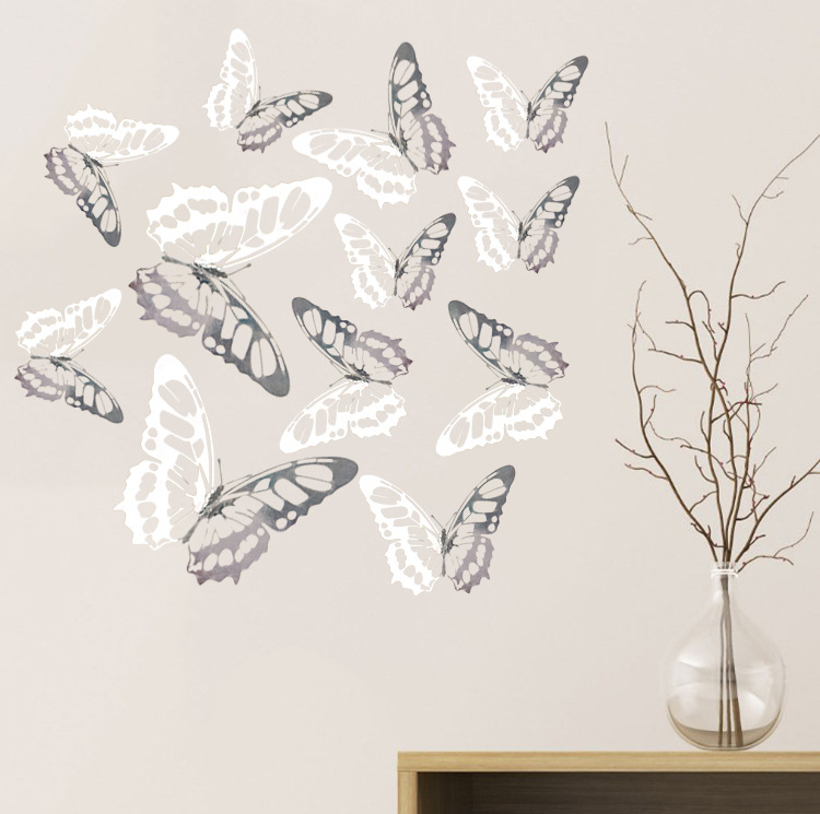 3D Hollow Three-Dimensional Butterfly Wall Paste Home Simulation Double-Sided Decoration Butterfly Party Scene Layout Cake Decoration Item Picture