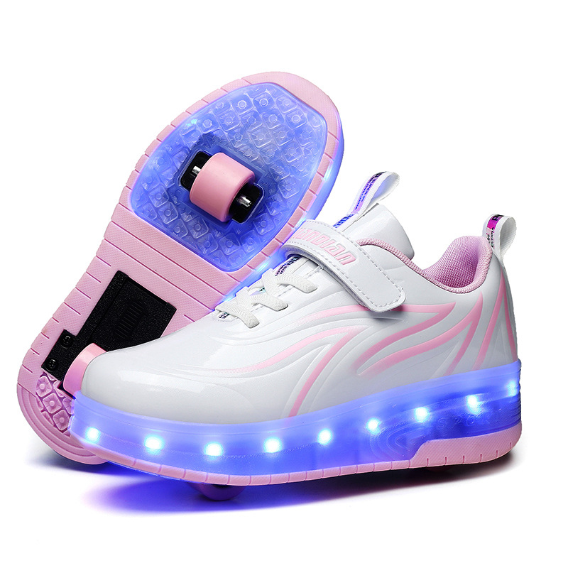 儿童充电暴走鞋自动带灯单双轮溜冰鞋LED发光鞋厂家直销一件代发详情图4