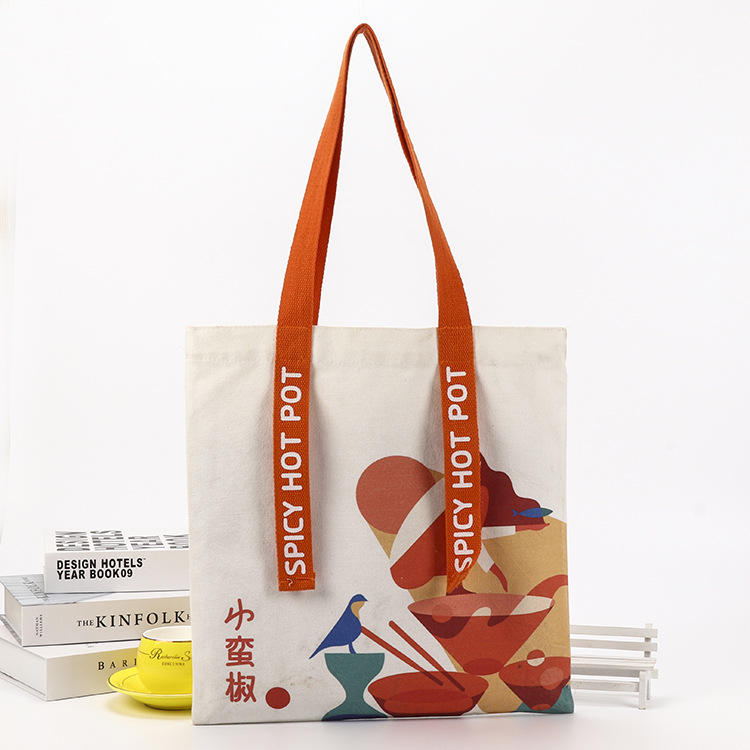Canvas Tote Bag Set Students Single Shoulder Canvas Bag Set Folding Canvas Bag Shopping Cotton Bag Set Logo