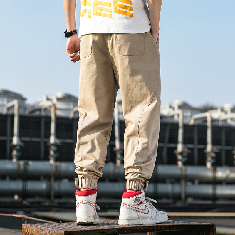 One-piece consignment of 2021 Spring and Autumn new men's black casual pants, men's personalized printed and trendy workwear pants for teenagers Application Scenario