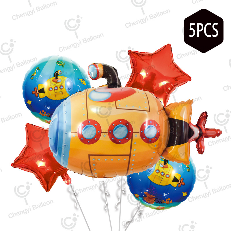 跨境热售卡通气球太空系列5球套装铝膜气球派对组合生日派对聚会详情图2