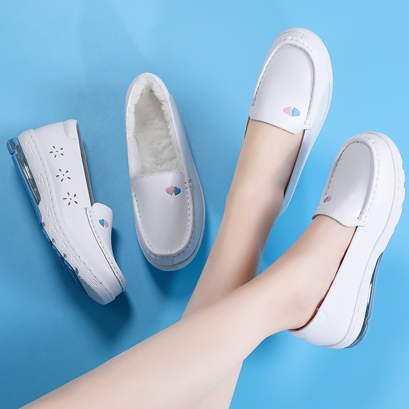 Women's shoes Autumn 2022 New style air-cushioned nurse shoes, women's single shoes, women's wedge heel, comfortable flat work white shoes, women Specification image