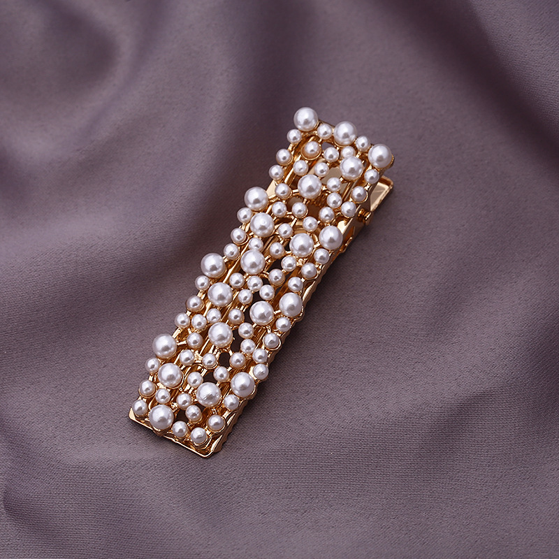 Korean-style, internet-famous pearl duckbill clips, high-gloss pearl hairpins, rectangular pearl duckbill clips Specification image
