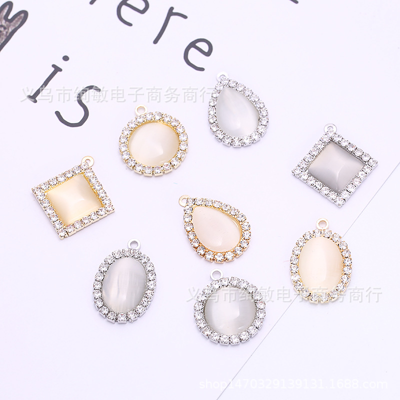 DIY hand-welded claw chain, cat's eye stone, diamond, water drop, oval, square, round accessories, earrings and earrings, diy materials details Picture
